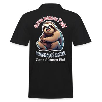 Good morning? Huh! Beware of old very thin ice - Men's Polo Shirt - black - Back - Kai (181cm)