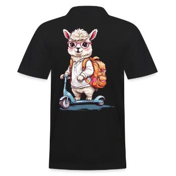 Conception mignonne de l’école de scooter d’étudiant en alpaga - Polo Homme - noir - Dos - Kai (181cm)