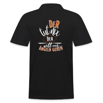 Angler Spruch-Der tut nix der will nur Angeln gehn - Männer Poloshirt - Schwarz - Hinten - Kai (181cm)