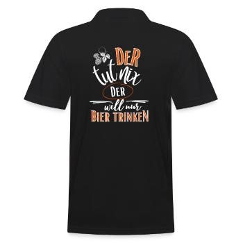 Bier Spruch-Der tut nix der will nur Bier trinken - Männer Poloshirt - Schwarz - Hinten - Kai (181cm)