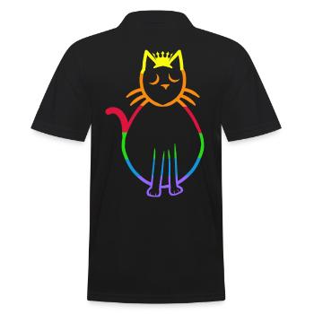 80er 90er Retro Vintage Katze Katzen Kätzchen - Männer Poloshirt - Schwarz - Hinten - Kai (181cm)