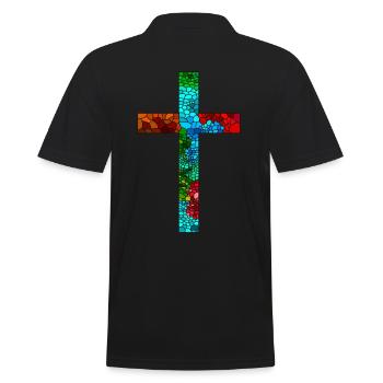 Croiser Jésus Dieu Religion crucifix coloré coloré - Polo Homme - noir - Dos - Kai (181cm)