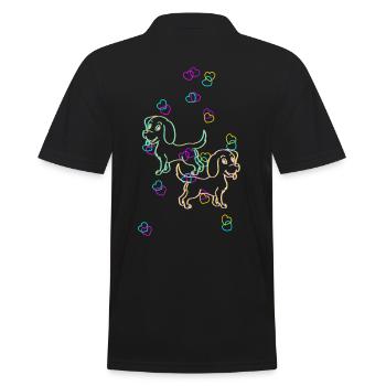 Hunde farbenfroh Retro bunt Kinder Baby Haustiere - Männer Poloshirt - Schwarz - Hinten - Kai (181cm)