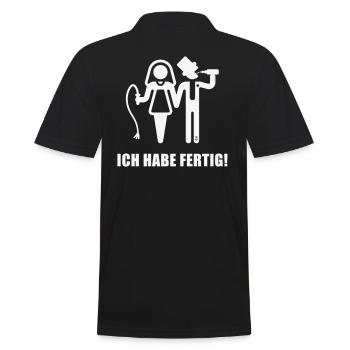 Ich Habe Fertig! (JGA / Peitsche / Bier / White) - Männer Poloshirt - Schwarz - Hinten - Kai (181cm)