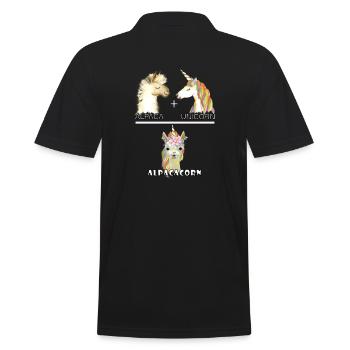 Alpaka - buntes Alpacorn Einhorn Geschenk - Männer Poloshirt - Schwarz - Hinten - Kai (181cm)