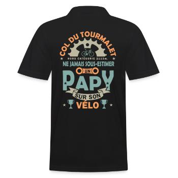 Vélo velo col Tourmalet cadeau papy cycliste - Polo Homme - noir - Dos - Kai (181cm)