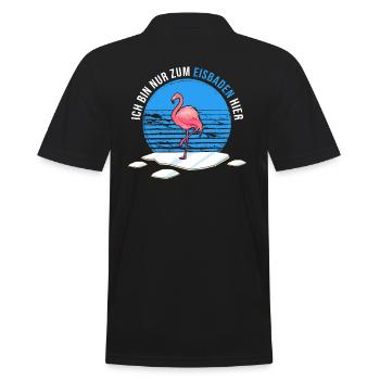 Winterbaden Winterbader-Flamingo geht Eisbaden - Männer Poloshirt - Schwarz - Hinten - Kai (181cm)
