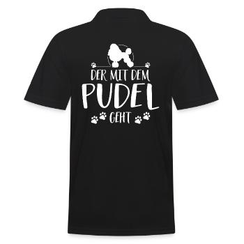 DER MIT PUDEL GEHT Hunde Spruch Hund Wilsigns - Männer Poloshirt - Schwarz - Hinten - Kai (181cm)