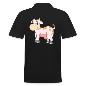 Cow Wink - Männer Poloshirt - Schwarz - Hinten - Kai (181cm)