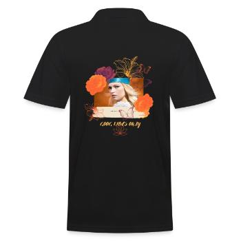 nur gute schwingungen -vibes - Männer Poloshirt - Schwarz - Hinten - Kai (181cm)