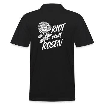 Riot statt Rosen - Männer Poloshirt - Schwarz - Hinten - Kai (181cm)