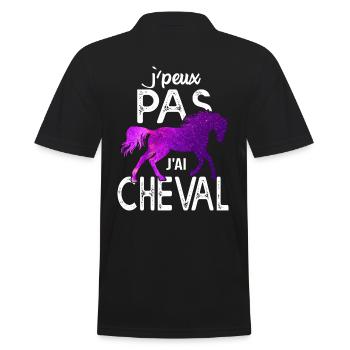 J'peux pas j'ai cheval cadeau humour équitation - Polo Homme - noir - Dos - Kai (181cm)