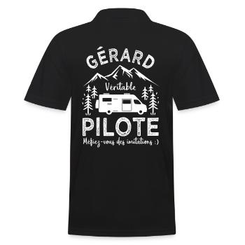 Gérard véritable pilote camping car Humour - Polo Homme - noir - Dos - Kai (181cm)