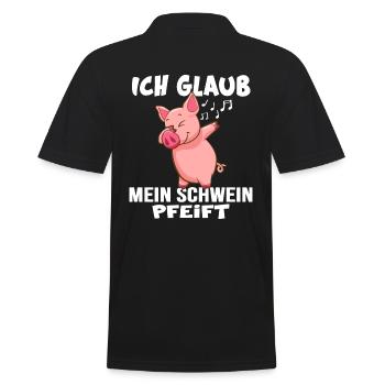 landleben schweinezucht dorfkind schwein pfeift - Männer Poloshirt - Schwarz - Hinten - Kai (181cm)