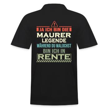 Maurer in Rente Handwerker mauern Maurerkelle - Männer Poloshirt - Schwarz - Hinten - Kai (181cm)