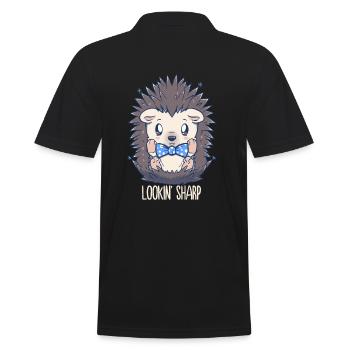 Lookin Sharp Dapper Hedgehog - Men's Polo Shirt - black - Back - Kai (181cm)