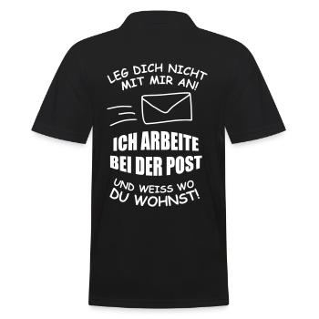 Ich arbeite bei der Post und weiß wo du wohnst - Männer Poloshirt - Schwarz - Hinten - Kai (181cm)