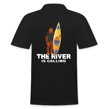 kayak ice canoe ice paddle canoe "river is calling" - Men's Polo Shirt - black - Back - Kai (181cm)