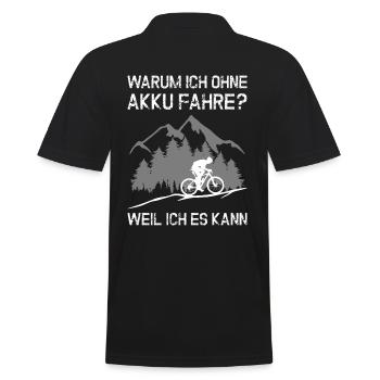 MTB - Warum ich ohne Akku fahre ? - Männer Poloshirt - Schwarz - Hinten - Kai (181cm)