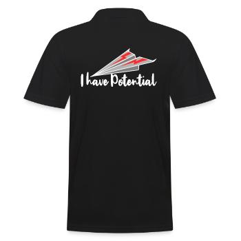 Papierflieger Pilot - Männer Poloshirt - Schwarz - Hinten - Kai (181cm)