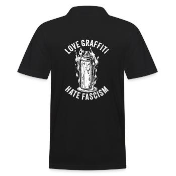 Love Graffiti Hate Fascism - Männer Poloshirt - Schwarz - Hinten - Kai (181cm)