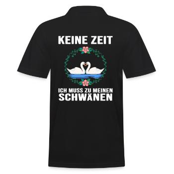Schwan "Schwanzeit" Schwäne verliebt Schwanpaar - Männer Poloshirt - Schwarz - Hinten - Kai (181cm)