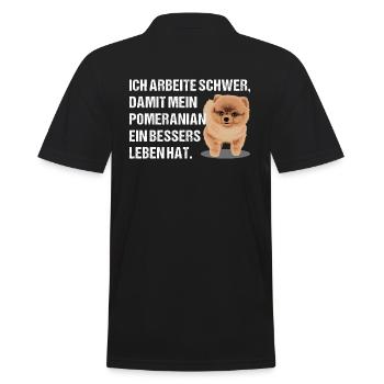 Zwergspitz Pomeranian T-Shirt Geschenk - Männer Poloshirt - Schwarz - Hinten - Kai (181cm)
