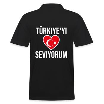 I love Turkey Türkiye'yi seviyorum love Turkey - Men's Polo Shirt - black - Back - Kai (181cm)