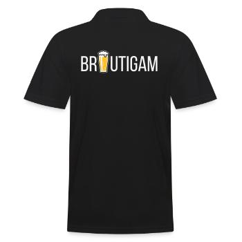 Bräutigam (Bier / Junggesellenabschied / NEG) - Männer Poloshirt - Schwarz - Hinten - Kai (181cm)