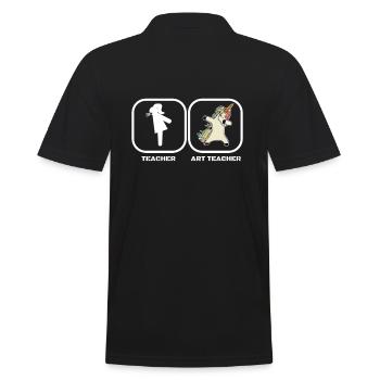 Art Teacher Kunstlehrer Einhorn - Männer Poloshirt - Schwarz - Hinten - Kai (181cm)