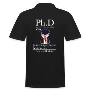 PhD Philosophy Doctor Rock Star Degree - Men's Polo Shirt - black - Back - Kai (181cm)