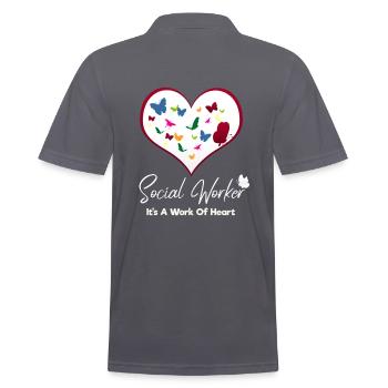 Social Worker It's A Work Of Heart Sozialarbeiter - Men's Polo Shirt - charcoal grey - Back - Nico (186cm)