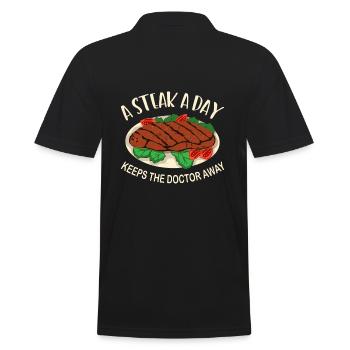 A Steak A Day Keeps The Doctor Away - Men's Polo Shirt - black - Back - Kai (181cm)