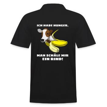 Ich habe Hunger Man schäle mir ein Rind Fleisch - Männer Poloshirt - Schwarz - Hinten - Kai (181cm)