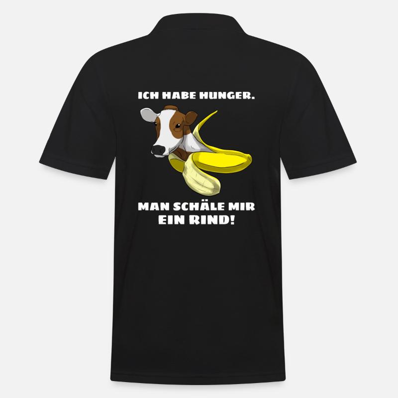Ich habe Hunger Man schäle mir ein Rind Fleisch - Männer Poloshirt - Schwarz
