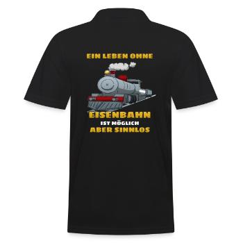 Ein Leben ohne Eisenbahn ist möglich aber sinnlos - Männer Poloshirt - Schwarz - Hinten - Kai (181cm)