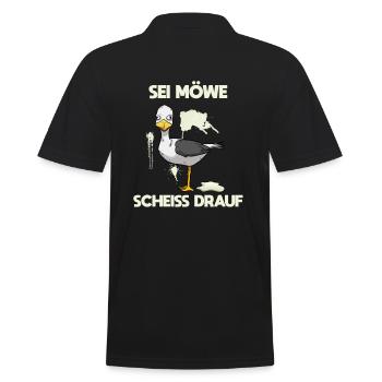 Sei Möwe, scheiß drauf Vogel - Männer Poloshirt - Schwarz - Hinten - Kai (181cm)
