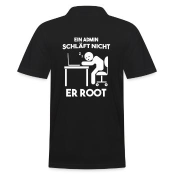 Ein Admin schläft nicht er root Informatiker - Männer Poloshirt - Schwarz - Hinten - Kai (181cm)