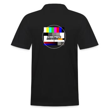 Sendepause 80er Jahre TV Fernsehen Retro - Männer Poloshirt - Schwarz - Hinten - Kai (181cm)