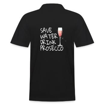 Save water drink prosecco wine alcohol - Men's Polo Shirt - black - Back - Kai (181cm)