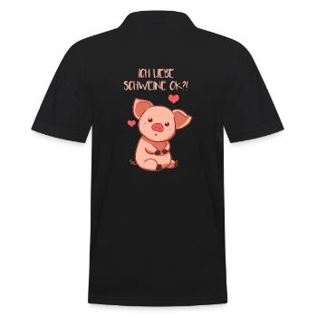 J'adore les cochons ok végétarien porcelet vegan - Polo Homme - noir - Dos - Kai (181cm)