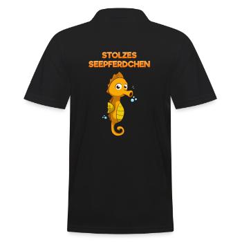 Stolzes Seepferdchen Frühschwimmer Schwimmanfänger - Männer Poloshirt - Schwarz - Hinten - Kai (181cm)