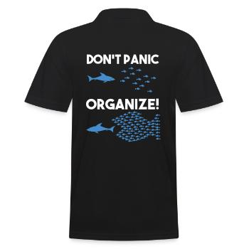Don't panic organize shoal of shark fish - Men's Polo Shirt - black - Back - Kai (181cm)