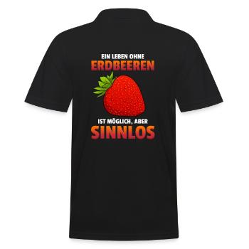 Erdbeeren Erdbeerliebhaber Früchte Obst - Männer Poloshirt - Schwarz - Hinten - Kai (181cm)