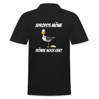 Apropos Möwe Möwie noch een? Plattdeutsch Vintage - Männer Poloshirt - Schwarz - Hinten - Kai (181cm)