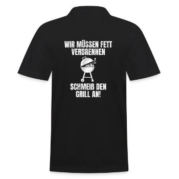 We need to burn fat. Put the grill on - Men's Polo Shirt - black - Back - Kai (181cm)