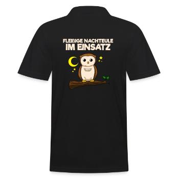 Fleißige Nachteule im Einsatz Krankenpflege Pflege - Männer Poloshirt - Schwarz - Hinten - Kai (181cm)