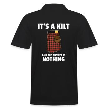 It's a kilt and the answer is nothing Schottland - Männer Poloshirt - Schwarz - Hinten - Kai (181cm)