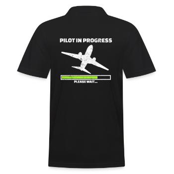 Pilot in progress please wait Flugzeug Traumberuf - Männer Poloshirt - Schwarz - Hinten - Kai (181cm)