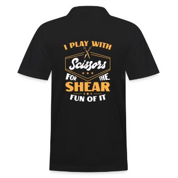 I Play With Scissors For The Shear Fun Of It Hair - Men's Polo Shirt - black - Back - Kai (181cm)